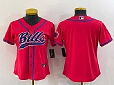 Women's Buffalo Bills Blank Red With Patch Cool Base Stitched Baseball Jersey